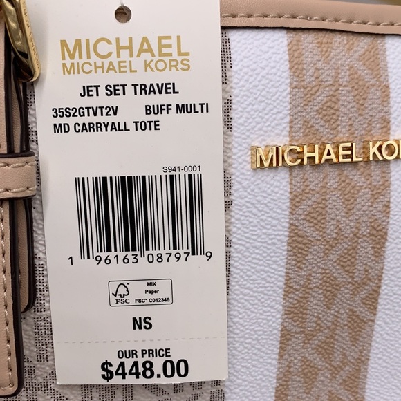 MICHAEL KORS JET SET TRAVEL MEDIUM CARRYALL TOTE BUFF MULTI COLOR - Picture 16 of 16